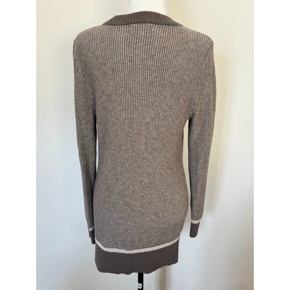 TOAD & CO Mitchell Tunic Sweater Size Medium Brown Lace Up Lambswool Nylon Blend - Picture 6 of 7